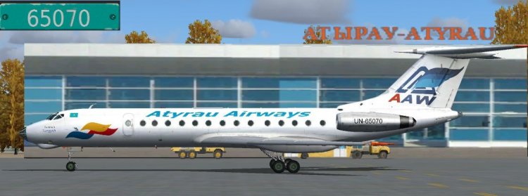 FS2004 Aircraft Liveries and Textures - Files - SCS Tu-134 v 2.0 Atyrau  airways - Avsim.su